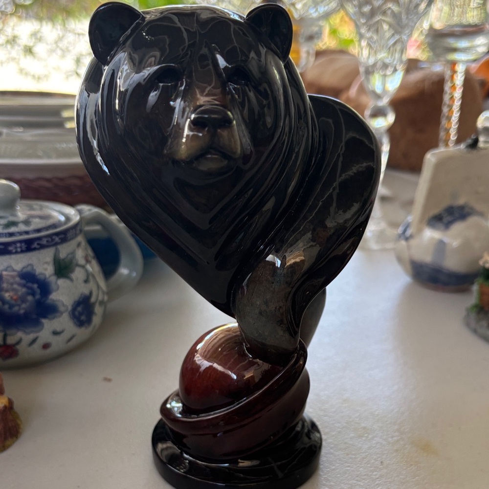 Majestic Black and Brown Bear Sculpture